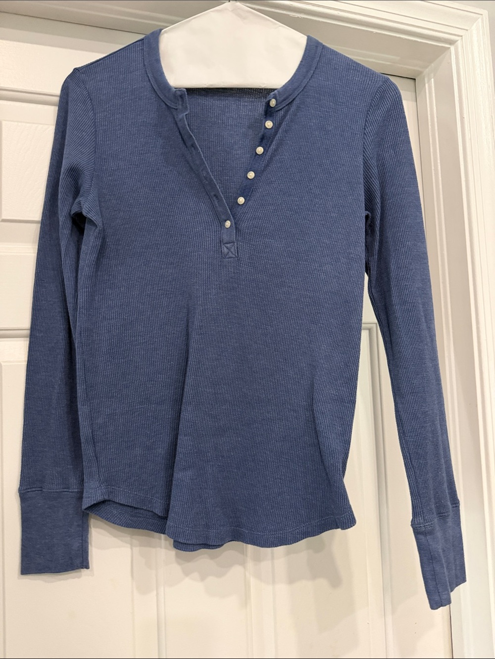 aerie Blue Ribbed Long-Sleeve Henley